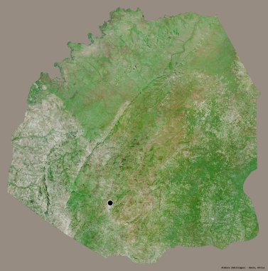 Atakora 'nın şekli, Benin Bölümü, sermayesi koyu renk arka planda izole edilmiş. Uydu görüntüleri. 3B görüntüleme