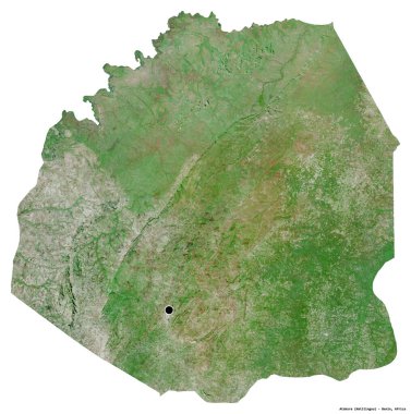Beyaz arka planda başkenti izole edilmiş Benin Bölümü Atakora 'nın şekli. Uydu görüntüleri. 3B görüntüleme
