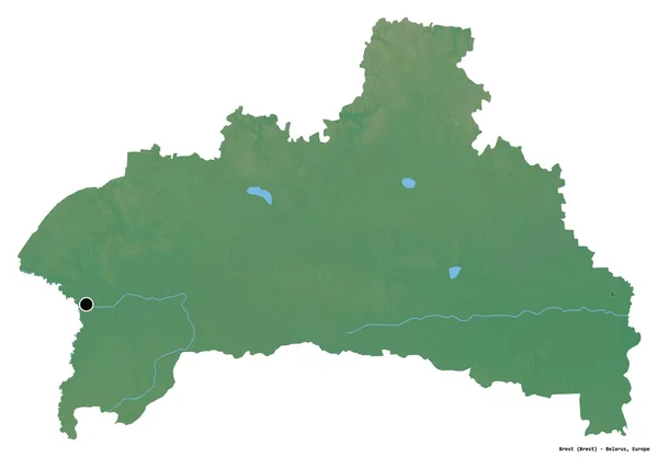 Forma Brest Regione Della Bielorussia Con Sua Capitale Isolata Sfondo — Foto Stock