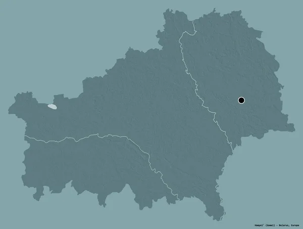 Form Homyel Region Vitryssland Med Sin Huvudstad Isolerad Solid Färg — Stockfoto