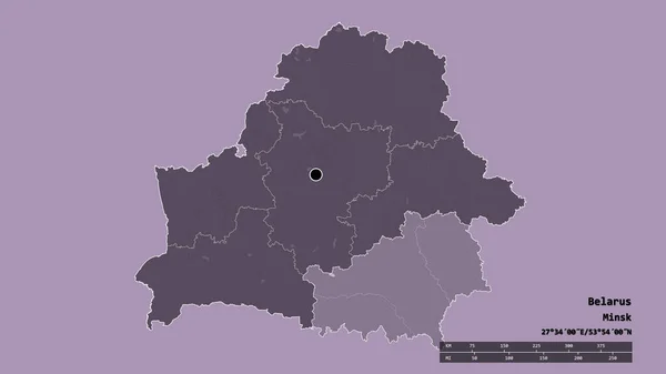 Die Ungesättigte Form Weißrusslands Mit Seiner Hauptstadt Der Wichtigsten Regionalen — Stockfoto