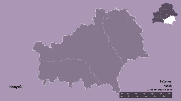 Σχήμα Homyel Περιοχή Της Λευκορωσίας Κεφάλαιό Της Απομονωμένο Στέρεο Υπόβαθρο — Φωτογραφία Αρχείου