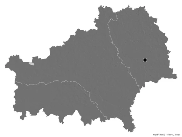 Shape Homyel Region Weißrussland Mit Seiner Hauptstadt Isoliert Auf Weißem — Stockfoto