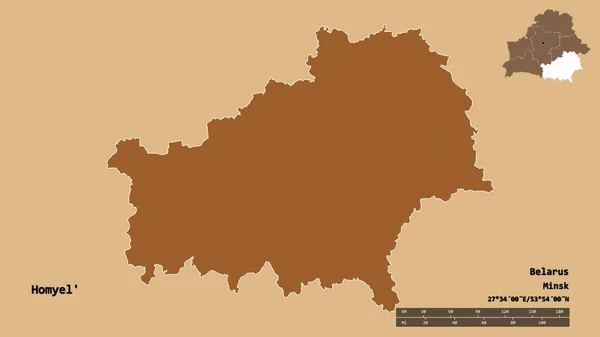 Tvar Homyel Region Běloruska Jeho Hlavním Městem Izolované Pevném Pozadí — Stock fotografie