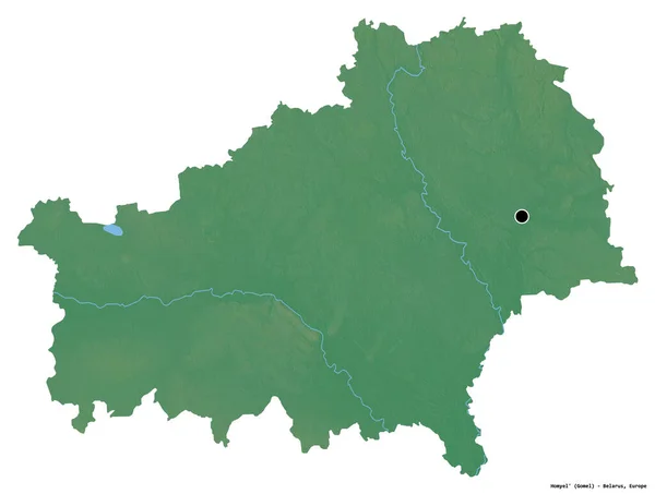 Kształt Homyl Rejon Białoruś Jego Kapitał Odizolowany Biały Tło Mapa — Zdjęcie stockowe