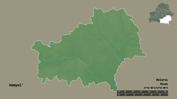 Forma Homyel Regione Della Bielorussia Con Sua Capitale Isolata Uno — Foto Stock