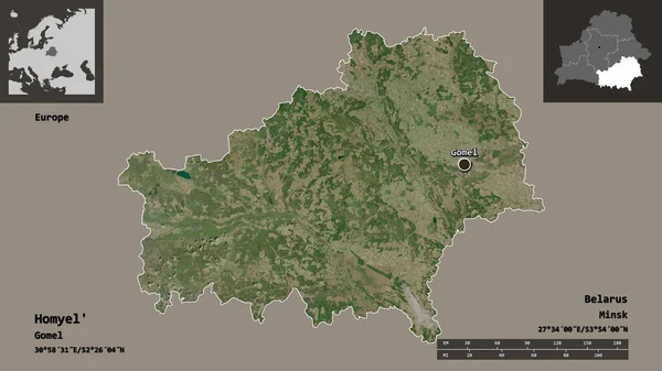 Formen Homyel Regionen Vitryssland Och Dess Huvudstad Avståndsskala Förhandsvisningar Och — Stockfoto