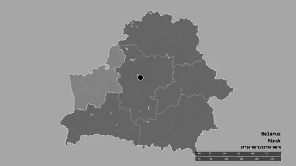 Desaturatie Van Wit Rusland Met Hoofdstad Belangrijkste Regionale Divisie Het — Stockfoto