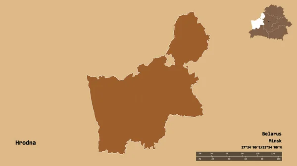 Forma Hrodna Regione Della Bielorussia Con Sua Capitale Isolata Uno — Foto Stock