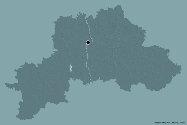 Form Mahilyow Regionen Vitryssland Med Sin Huvudstad Isolerad Solid Färg — Stockfoto