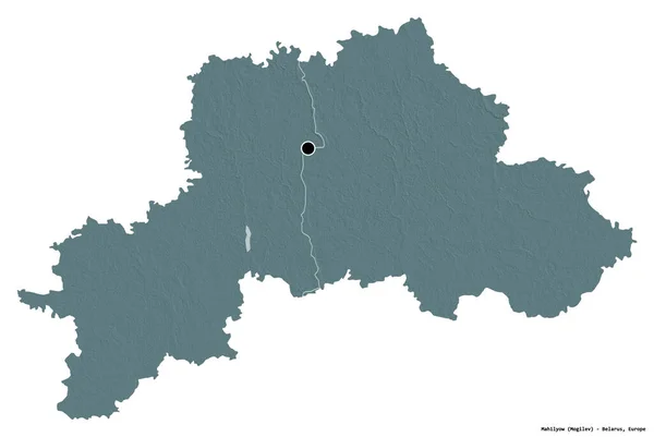 Kształt Mahilyow Region Białorusi Stolicą Odizolowaną Białym Tle Kolorowa Mapa — Zdjęcie stockowe