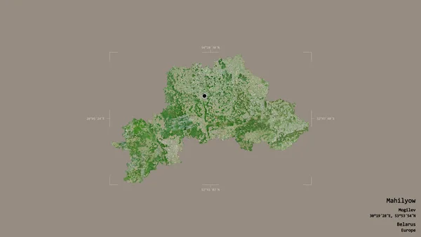 白俄罗斯Mahilyow地区 在一个地理参照框的坚实背景上被隔离 卫星图像 3D渲染 — 图库照片