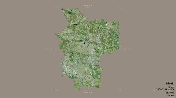 ベラルーシの地域であるミンスクの地域は 洗練された境界ボックス内の強固な背景に隔離されています ラベル 衛星画像 3Dレンダリング — ストック写真