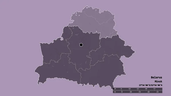 Απεσταλμένο Σχήμα Της Λευκορωσίας Πρωτεύουσα Κύρια Περιφερειακή Διαίρεση Και Την — Φωτογραφία Αρχείου