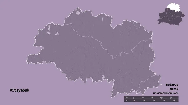 Form Vitsyebsk Regionen Vitryssland Med Dess Huvudstad Isolerad Solid Bakgrund — Stockfoto