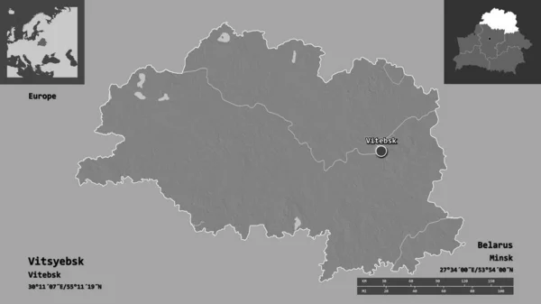 Form Von Witsyebsk Region Weißrussland Und Seiner Hauptstadt Entfernungsskala Vorschau — Stockfoto
