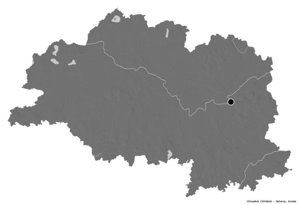 Shape Vitsyebsk Region Belarus Its Capital Isolated White Background Bilevel — Stock Photo, Image