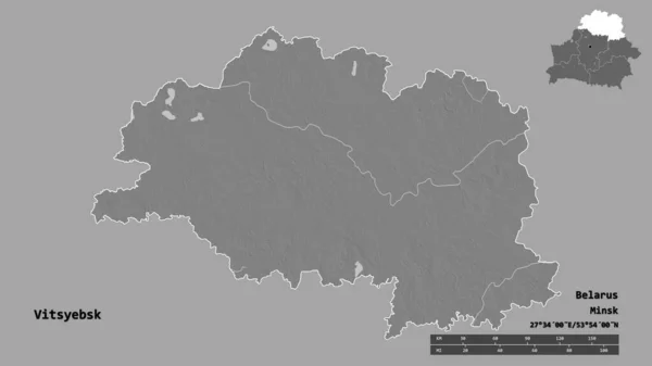 Forma Vitsyebsk Región Bielorrusia Con Capital Aislada Sobre Fondo Sólido — Foto de Stock