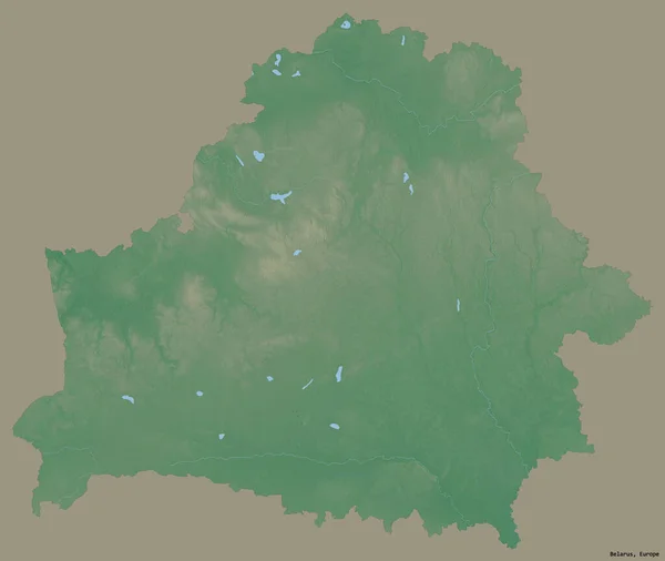 固体色の背景に隔離されたその資本とベラルーシの形状 地形図 3Dレンダリング — ストック写真