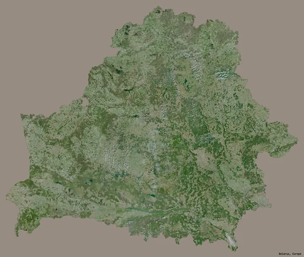 白俄罗斯的形状 首都隔离在一个坚实的色彩背景上 卫星图像 3D渲染 — 图库照片