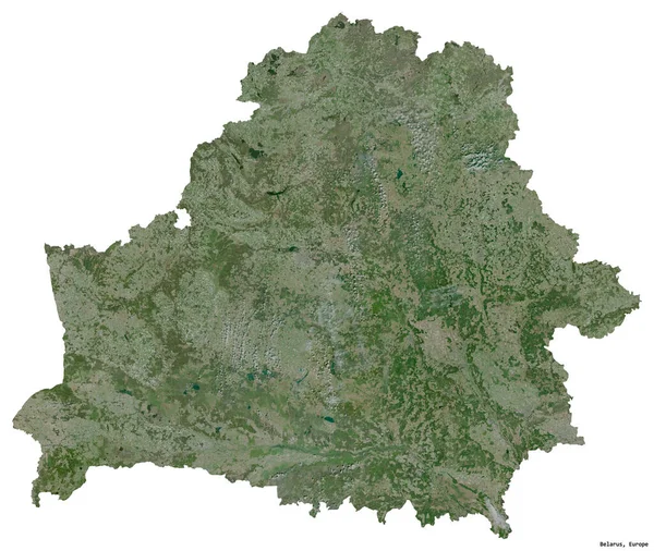 Shape Belarus Its Capital Isolated White Background Satellite Imagery Rendering — Stock Photo, Image