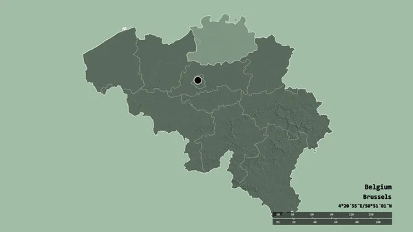 Desaturatie Van België Met Hoofdstad Belangrijkste Regionale Divisie Het Afgescheiden — Stockfoto