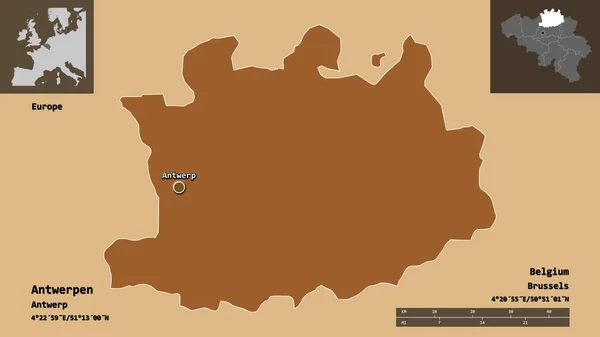 Gestalt Von Antwerpen Der Belgischen Provinz Und Ihrer Hauptstadt Entfernungsskala — Stockfoto