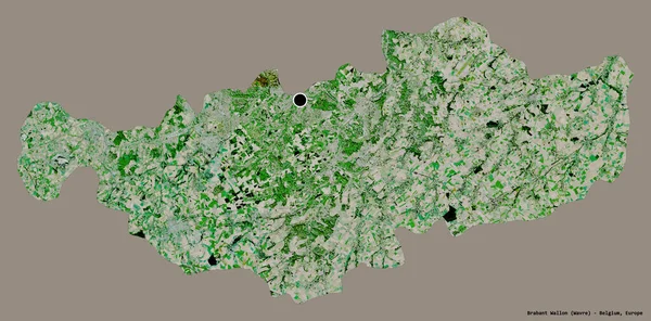 ベルギーの州ブラバント ワロンの形で その首都はしっかりとした色の背景に隔離されています 衛星画像 3Dレンダリング — ストック写真