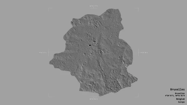 Area Bruxelles Capital Region Belgium Isolated Solid Background Georeferenced Bounding — Stock Photo, Image