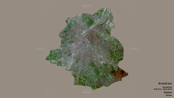 Obszar Bruxelles Stołeczny Region Belgii Odizolowany Solidnym Tle Georeferencyjnym Polu — Zdjęcie stockowe