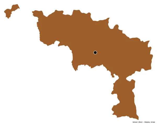 Form Hainaut Provinsen Belgien Med Huvudstaden Isolerad Vit Bakgrund Sammansättning — Stockfoto