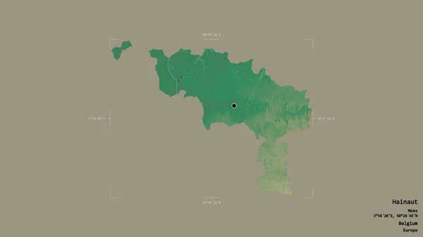 Obszar Hainaut Prowincja Belgii Odizolowany Solidnym Tle Georeferencyjnym Polu Granicznym — Zdjęcie stockowe