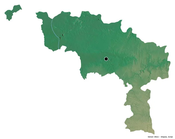 Kształt Hainaut Prowincja Belgii Stolicą Odizolowaną Białym Tle Mapa Pomocy — Zdjęcie stockowe