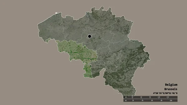 벨기에의 형태는 수도이자 구분과 지역을 가지고 있었다 라벨이요 렌더링 — 스톡 사진