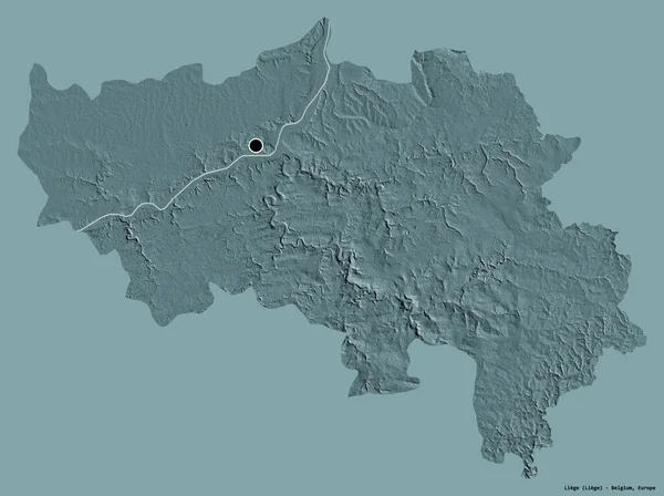 Form Liege Provinsen Belgien Med Sin Huvudstad Isolerad Solid Färg — Stockfoto