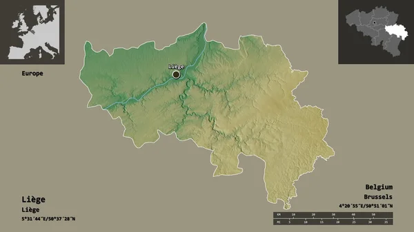 Gestalt Von Lüttich Der Belgischen Provinz Und Ihrer Hauptstadt Entfernungsskala — Stockfoto