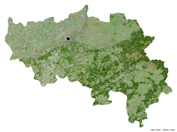 Forma Lieja Provincia Bélgica Con Capital Aislada Sobre Fondo Blanco — Foto de Stock