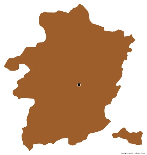 Form Limburg Provinsen Belgien Med Huvudstaden Isolerad Vit Bakgrund Sammansättning — Stockfoto
