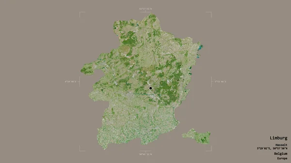 Obszar Limburg Prowincja Belgii Odizolowany Solidnym Tle Georeferencyjnej Skrzynce Granicznej — Zdjęcie stockowe