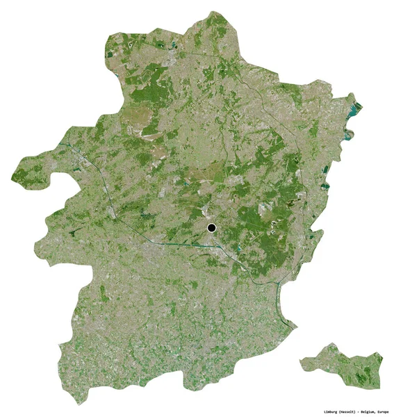 Shape Limburg Province Belgium Its Capital Isolated White Background Satellite — Stock Photo, Image