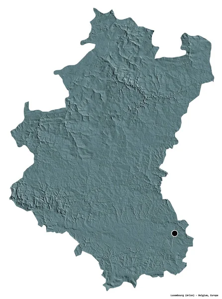 Form Luxemburg Provinsen Belgien Med Huvudstaden Isolerad Vit Bakgrund Färgad — Stockfoto