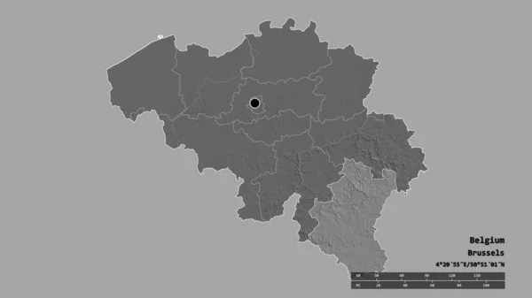 Bentuk Desaturasi Belgia Dengan Ibukotanya Divisi Regional Utama Dan Wilayah — Stok Foto