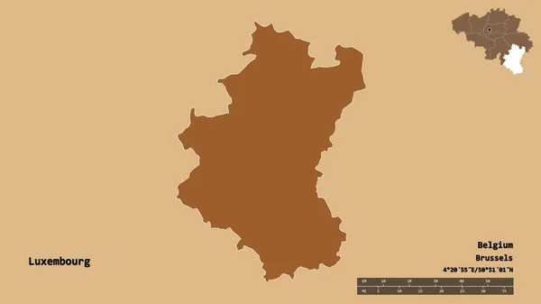 Форма Люксембурга Провинция Бельгия Столицей Изолированы Прочном Фоне Дистанционный Масштаб — стоковое фото