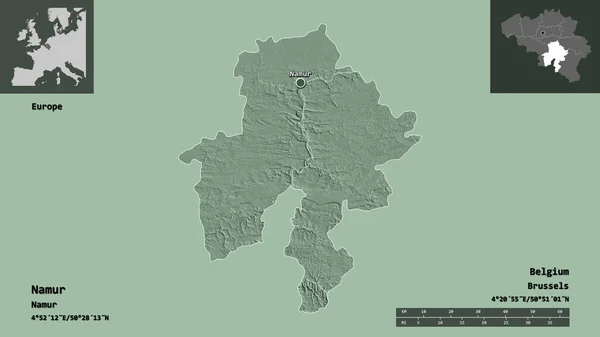 Form Von Namur Der Belgischen Provinz Und Ihrer Hauptstadt Entfernungsskala — Stockfoto