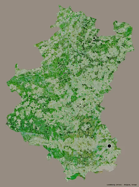 卢森堡的形状 比利时的一个省 它的首都孤立在一个坚实的色彩背景 卫星图像 3D渲染 — 图库照片