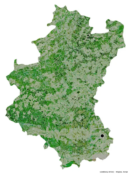ベルギーのルクセンブルク州の形で その首都は白い背景に隔離されています 衛星画像 3Dレンダリング — ストック写真