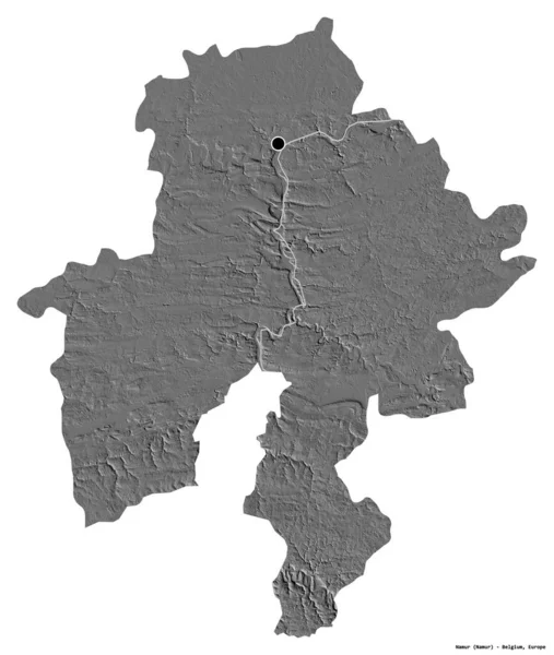 Kształt Namur Prowincja Belgii Stolicą Odizolowaną Białym Tle Dwupoziomowa Mapa — Zdjęcie stockowe