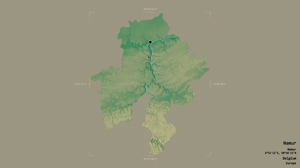 Obszar Namur Prowincja Belgii Odizolowany Solidnym Tle Georeferencyjnym Polu Ograniczającym — Zdjęcie stockowe