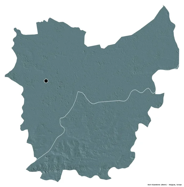 Форма Oost Vlaanderen Провинция Бельгия Столицей Изолированной Белом Фоне Цветная — стоковое фото