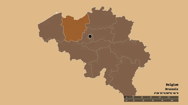 Forma Dessaturada Bélgica Com Sua Capital Principal Divisão Regional Área — Fotografia de Stock